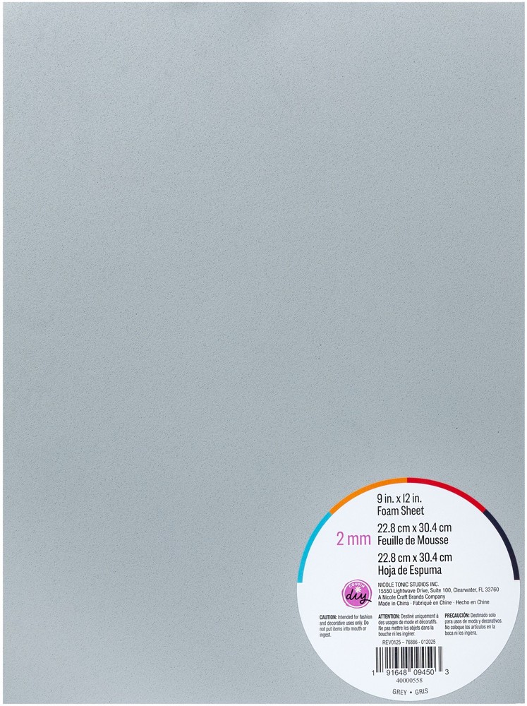 Foam Sheet 9"X12" 2mm Grey