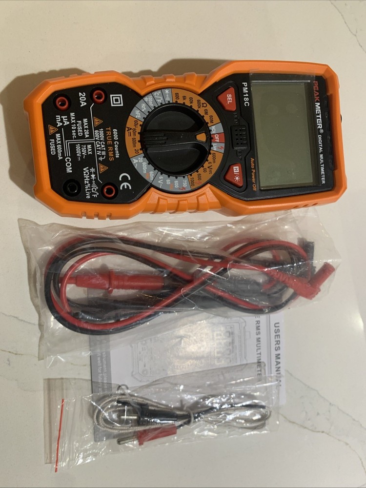 PM18C Digital Multimeter DC AC Voltage Current Tester Manual Range Backlight