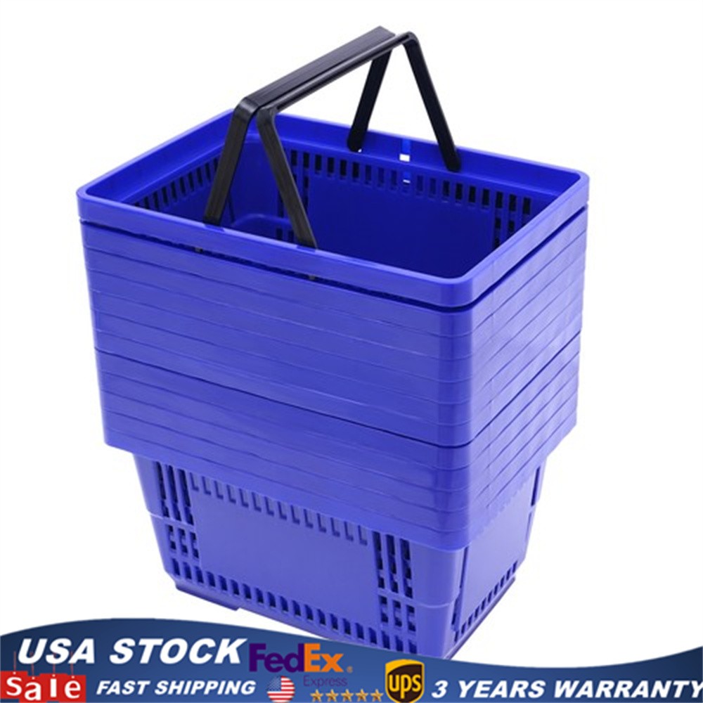 12x Shopping Baskets With Handles Retail Store Supermarket Baskets Stackable .