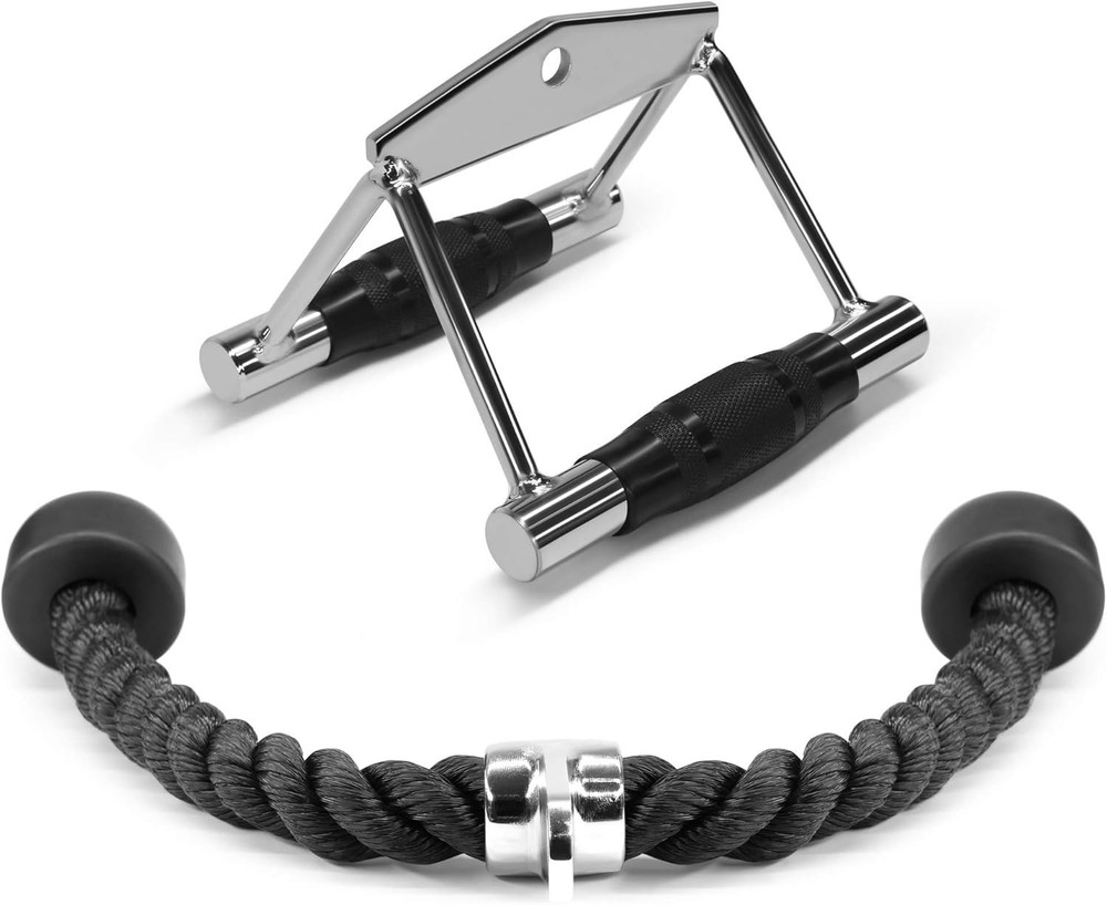 Cable Machine Attachments: Double D Handle & Tricep Rope Combo, 880 LB