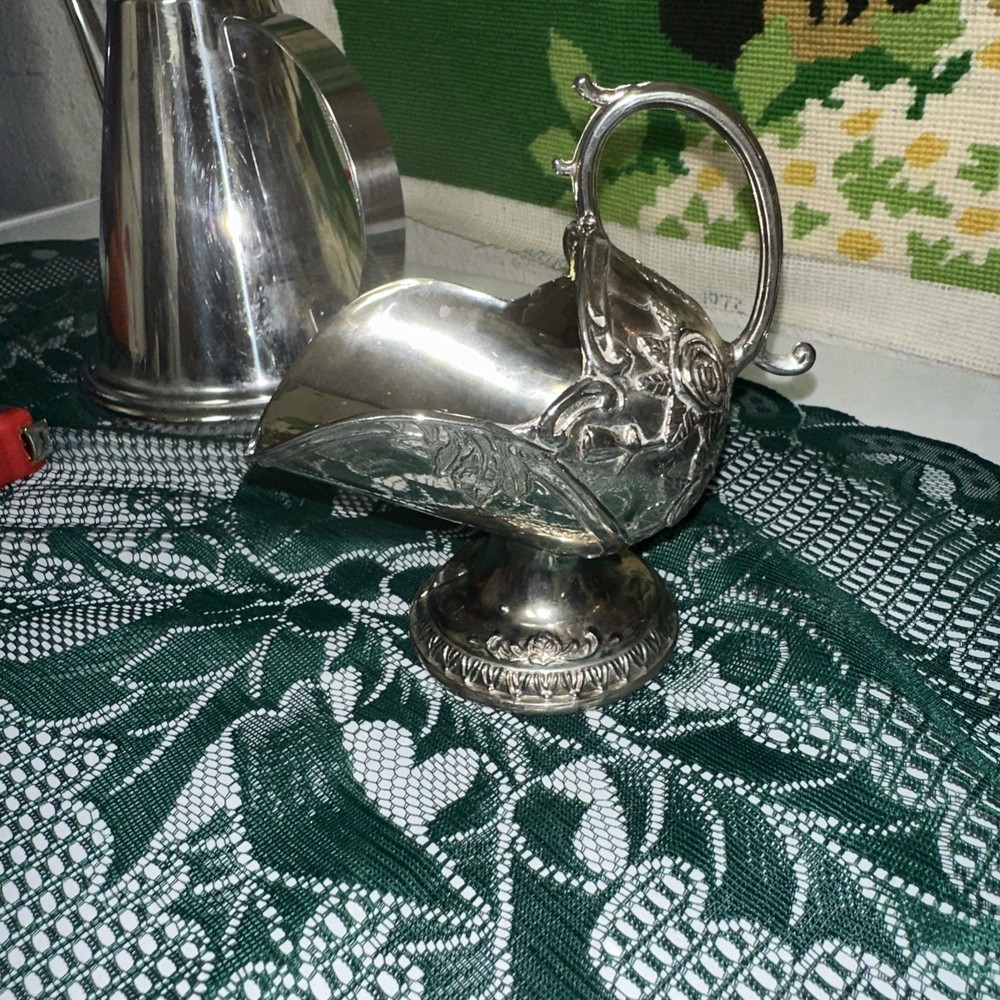 Silver sugar bucket scuttle  table server Rose design