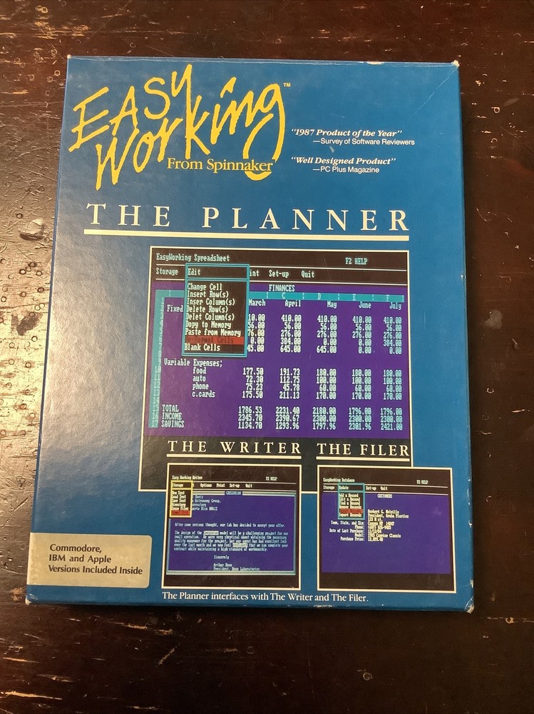Easy Working From Spinnaker The Planner Commodore IBM & Apple Floppy Disk 5.25”