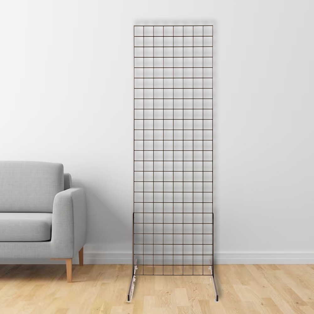 SSWBasics 2' x 6' Grid Wall Standing Fixture - Black - Durable Display Rack for