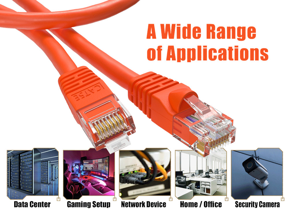 10ft Cat5e UTP Ethernet Network Patch Cable Snagless 24AWG Bare Copper, Orange