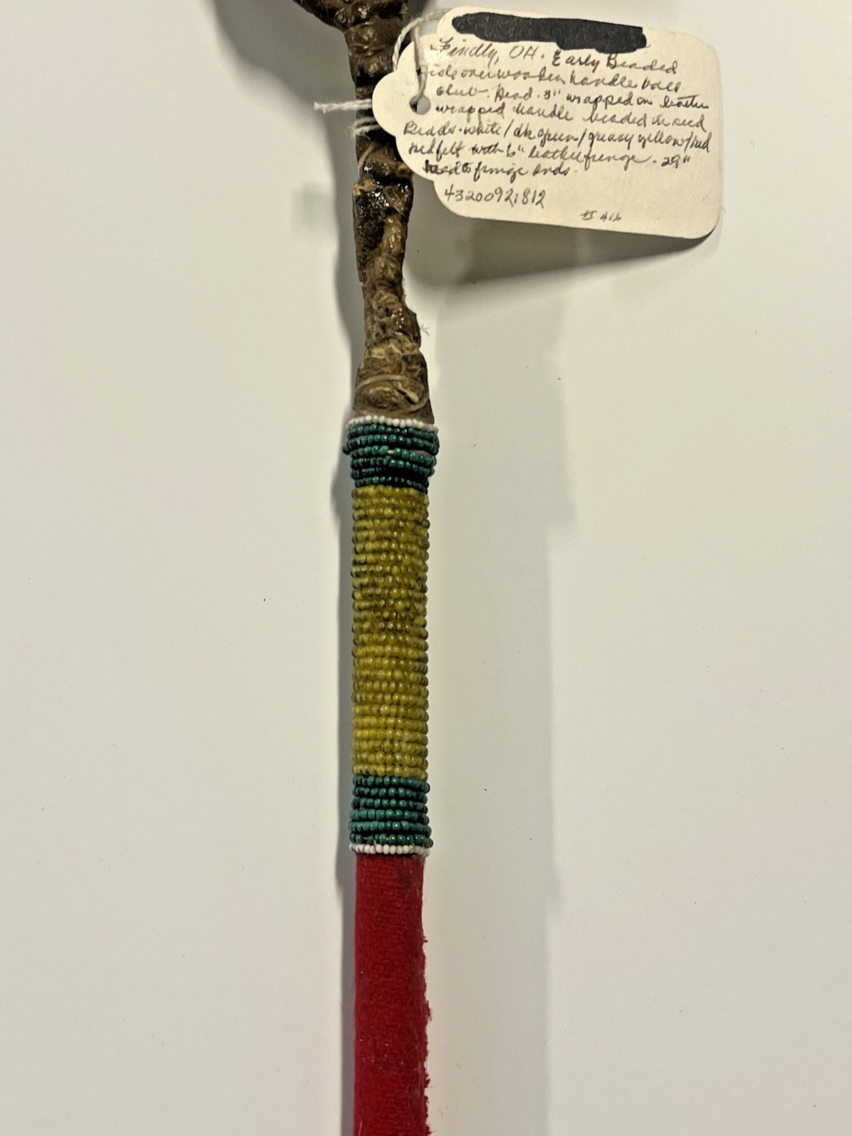 Coup Stick; Original Native American Indian Beaded Hide Wood ; 29"; Late 1800s