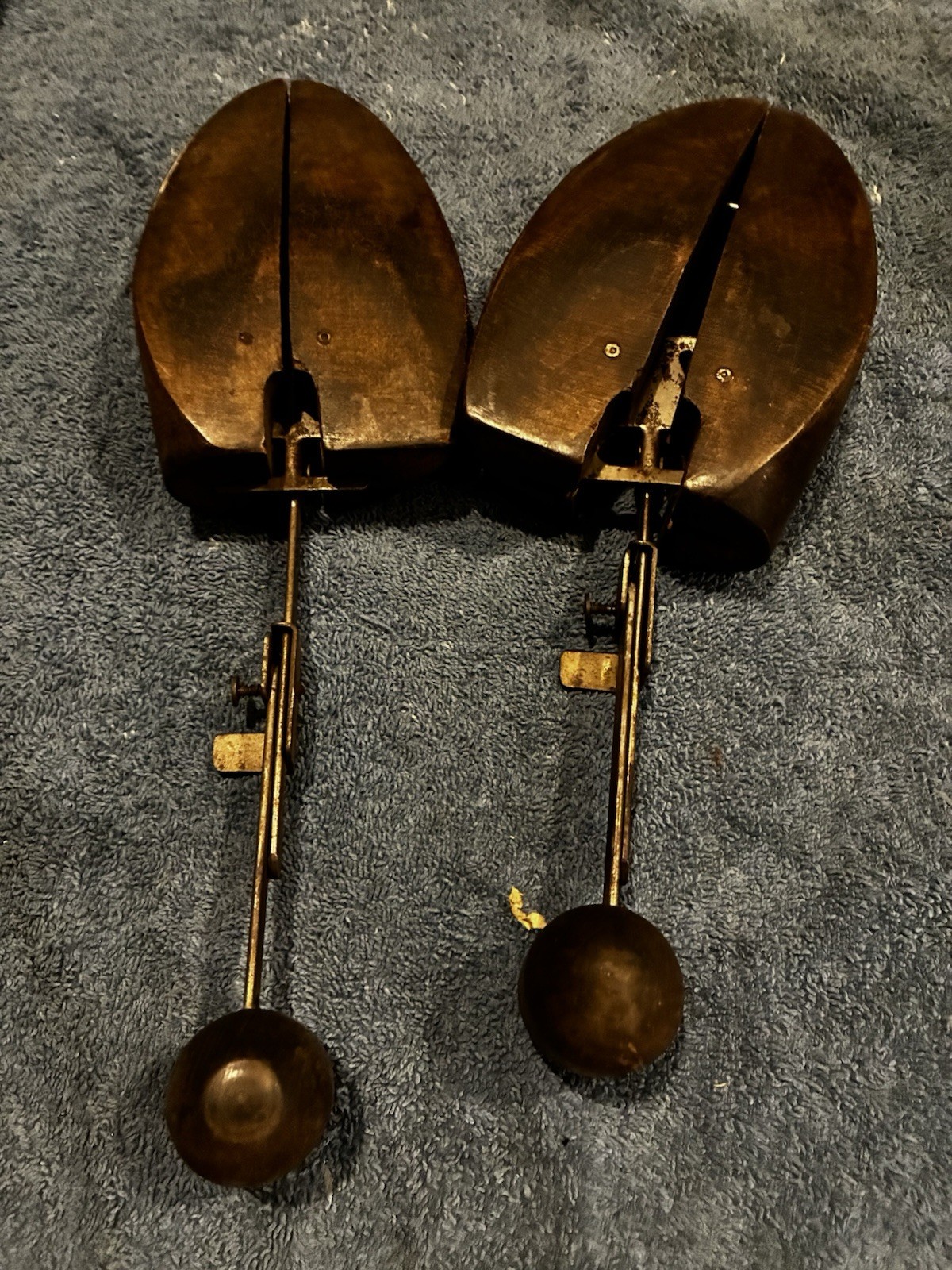 Vintage Pair Wooden Shoe Stretchers Adjustable Metal Handles