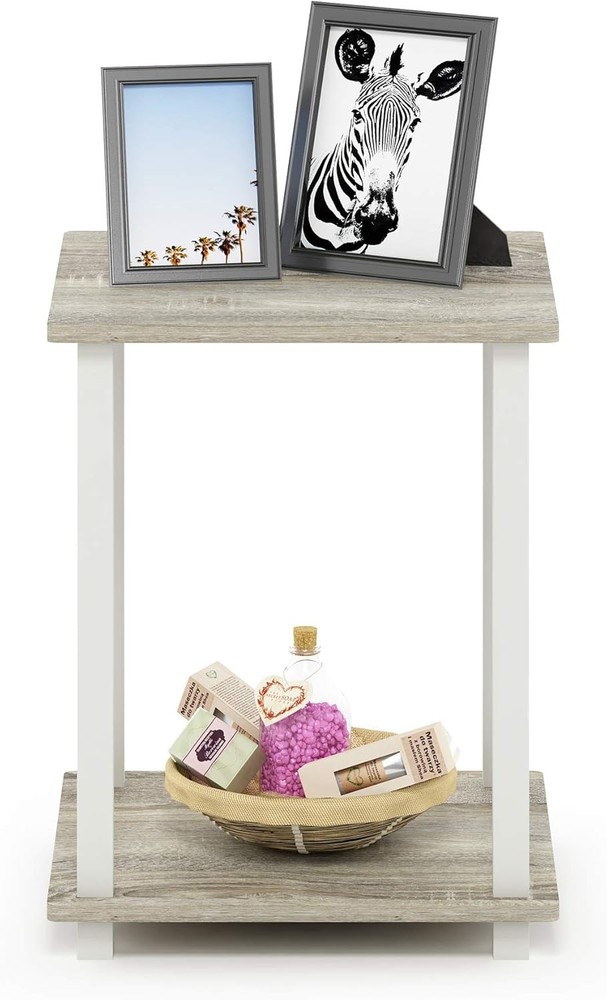 SIMPLISTIC Side Table Set of 2 2-Tier Square Modern End Table Nightstand Night