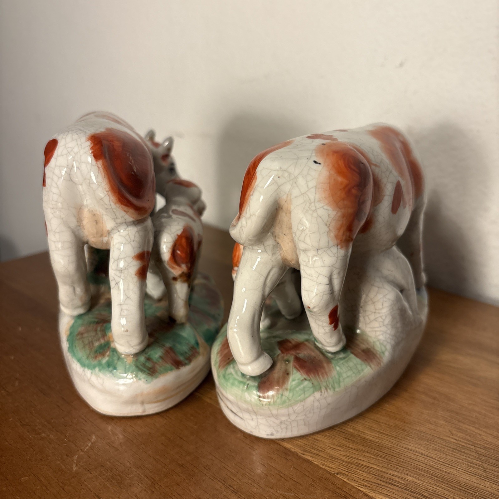 Set of 2 Staffordshire Cow and Calf Figurines