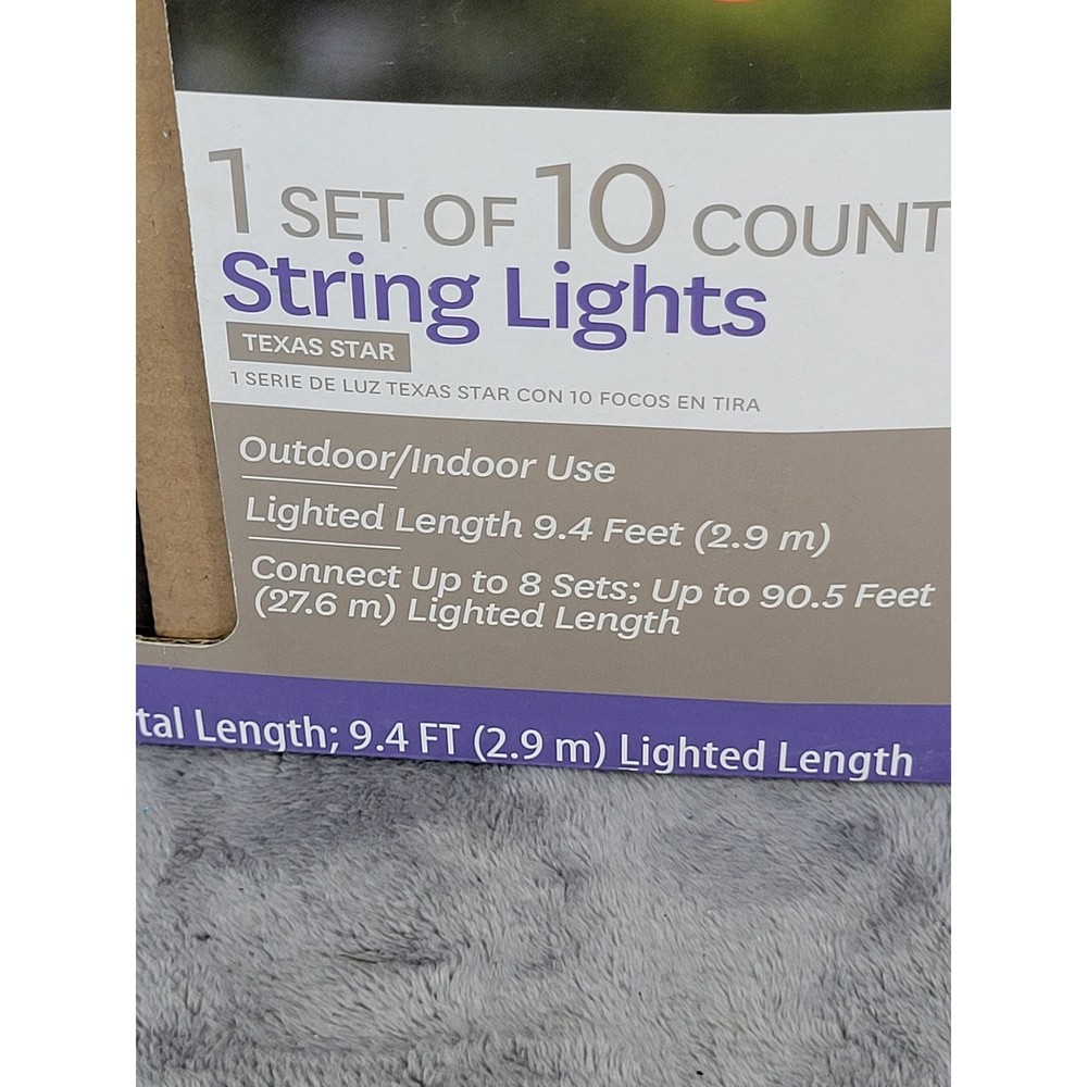 Better Homes Gardens Texas Star 10 Count String Lights Outdoor Indoor Use 9ft