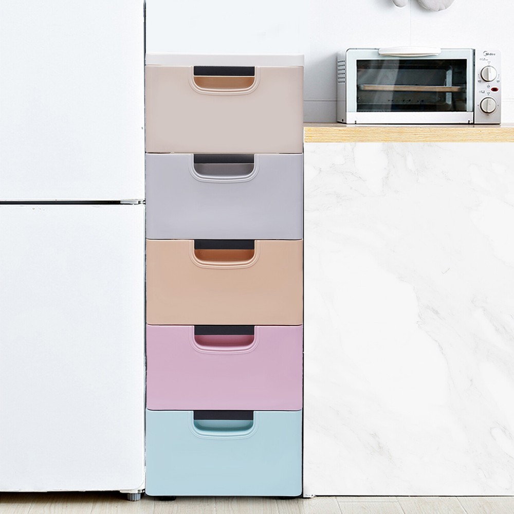 5 Tier Stackable Cabinet Vertical Clothes Storage Tower Tall Small Chest Closet