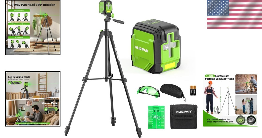 Laser Level with 60in Tripod & 98ft Range for Stunning Home Projects