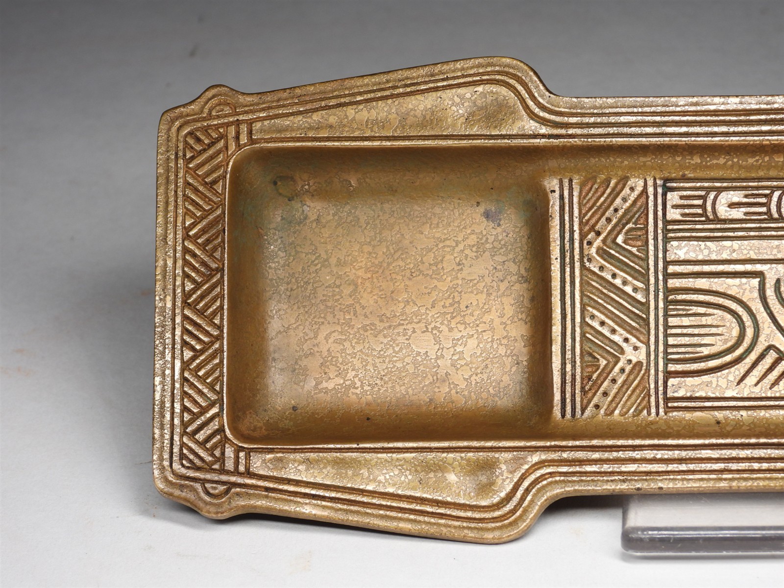 BEST! Tiffany Studios Dore Bronze Owl Pen Tray #1185