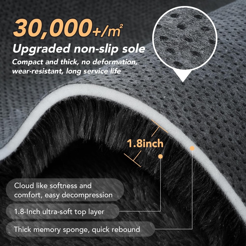 Topmaxcs Ultra Soft Fluffy Area Rugs: Shag 5' x 7' (Rectangular), Black