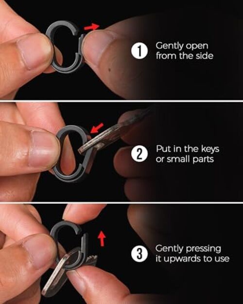 Key Ring, Titanium Side Pushing Key Rings Keychain Rings Small Split Black