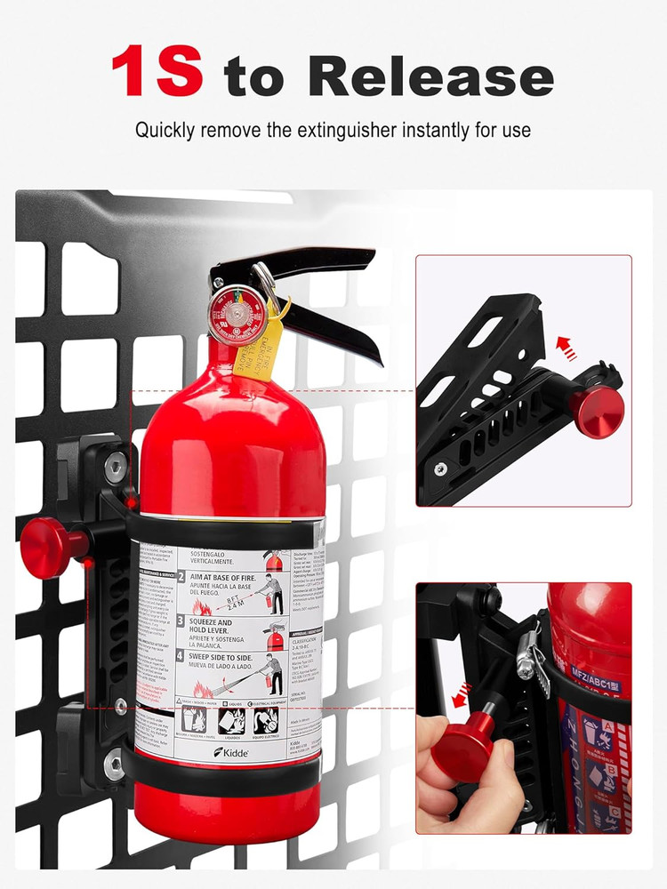 MOLLE Panel Fire Extinguisher Mount Kit Fits 1"-2" Rigid MOLLE Panel Holes Qu...