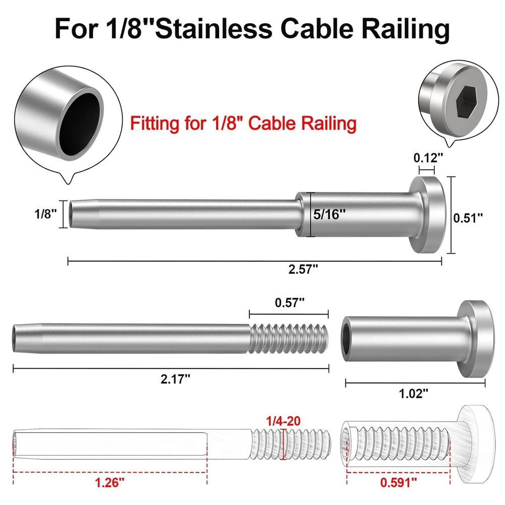 BLIKA 60 Pack Invisible Cable Railing Kits