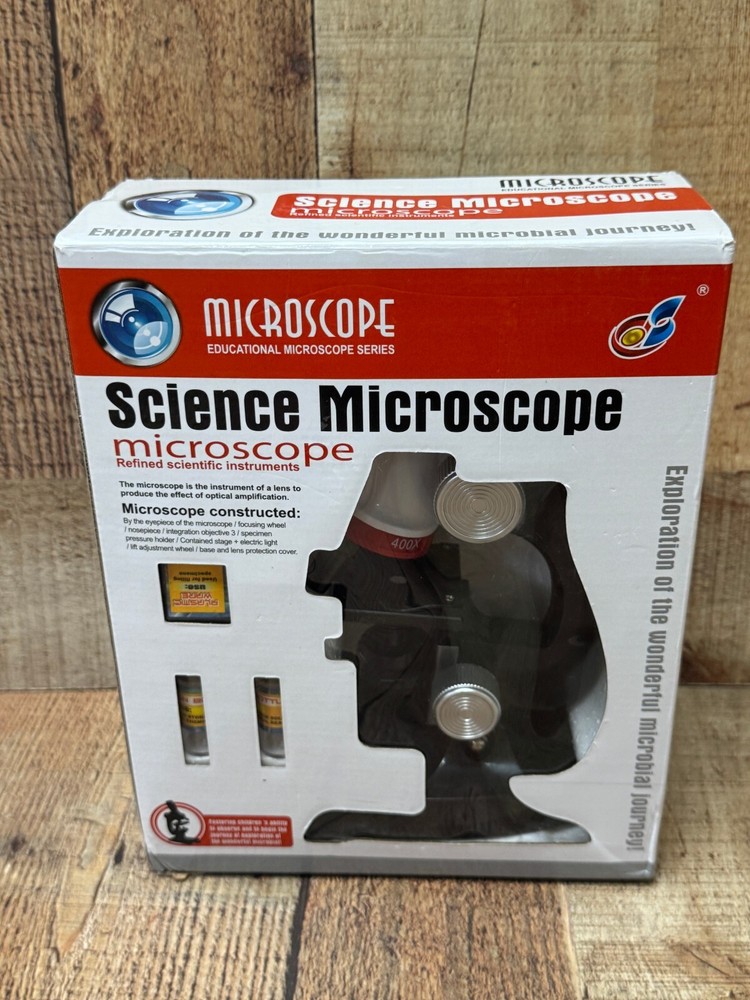 Science Microscope Kit 100x 400x 1200x Educational Microscope w/ Slides & Tools