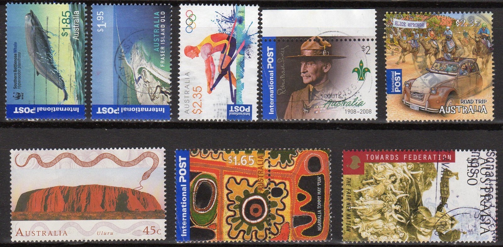 AUSTRALIA LOT OF 60 DIFFERENT USED STAMPS, MOSTLY FROM 1990S TO 2010S