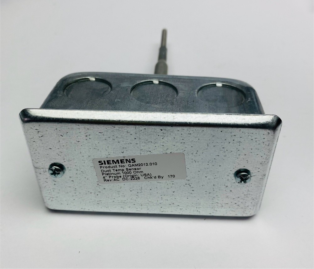 Siemens Duct Temperature Sensor QAM2012.010 Platinum 1000 Ohm 4" Probe