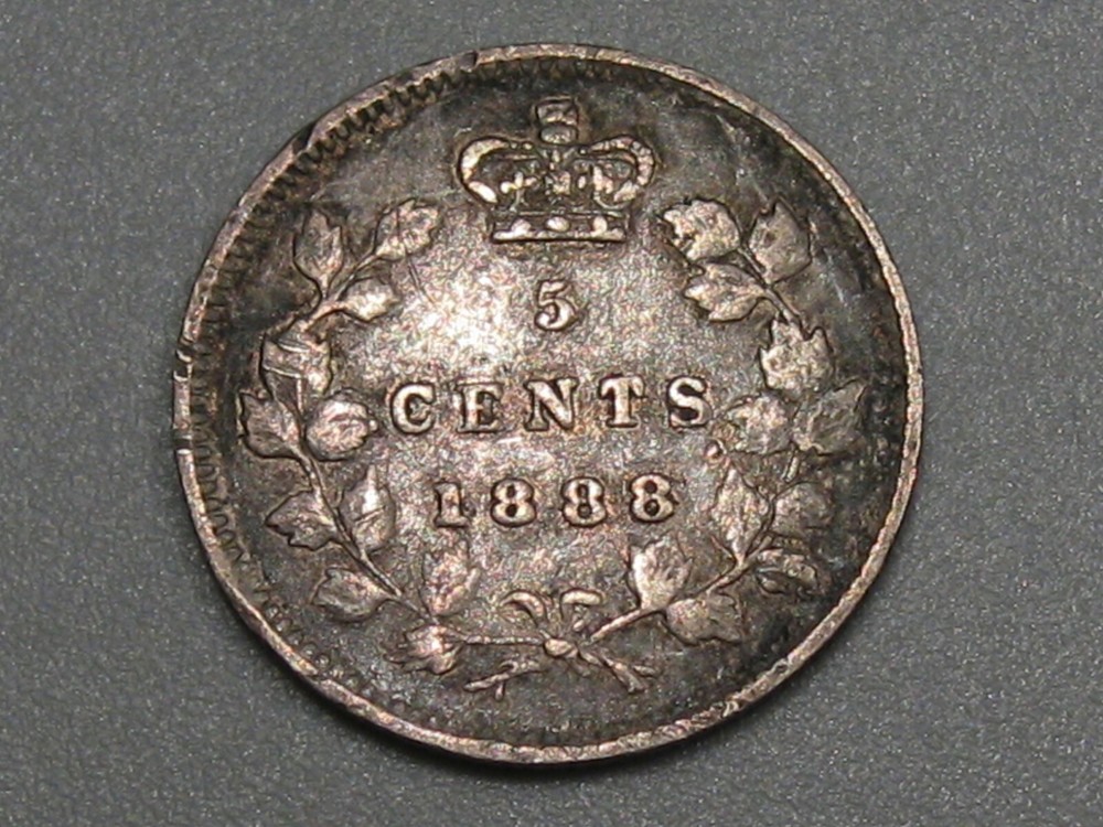 VF 1888 Silver 5¢ Cent CANADA. #101