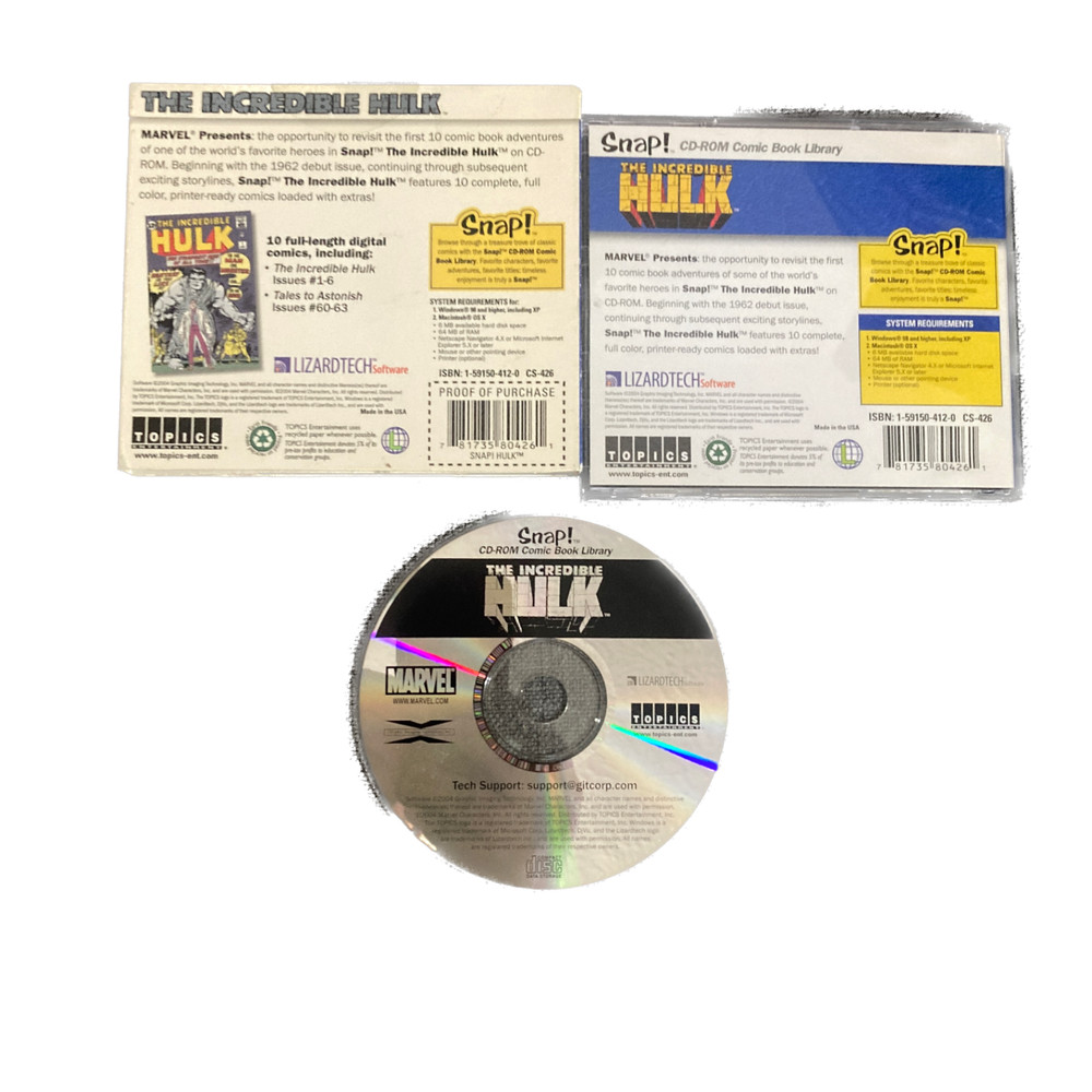 Incredible Hulk Digital Comics (10 issues) by Snap! CD-Rom, Topics Ent (2004)