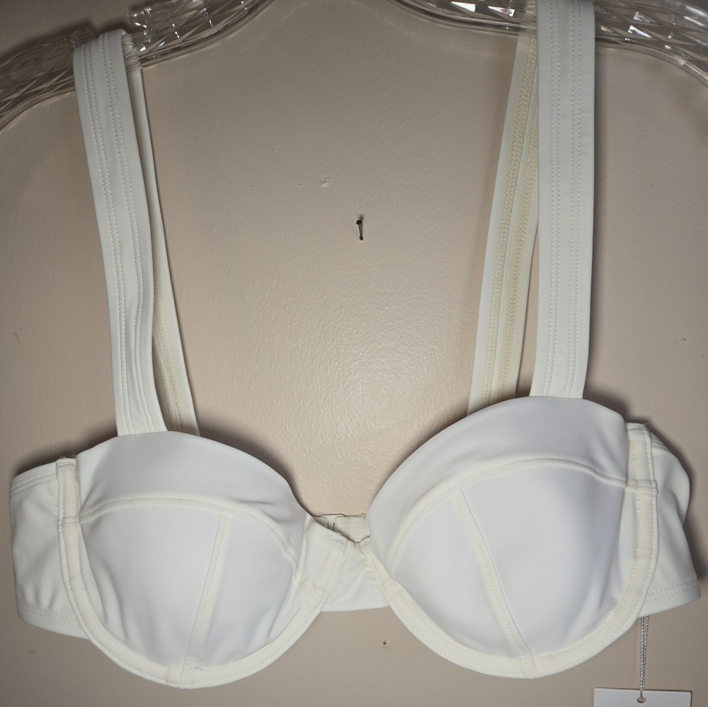 NWT Solid And Striped Lilo Bikini Swimsuit Top Ivory Size Large