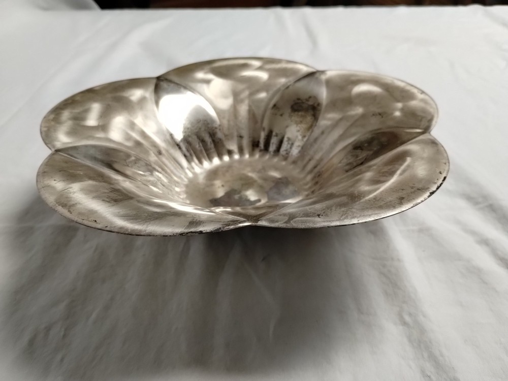 Silver Plated Dish 5 Petal Bowl Pearlized by Jubilee Vintage Silverware