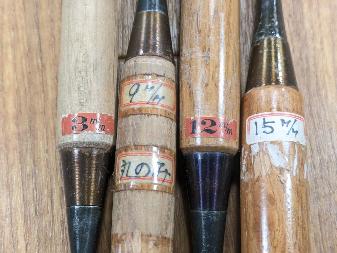 Japanese vintage chisel tataki Nomi Japan Signed Old 3.9.12.15.24.16mm RB058