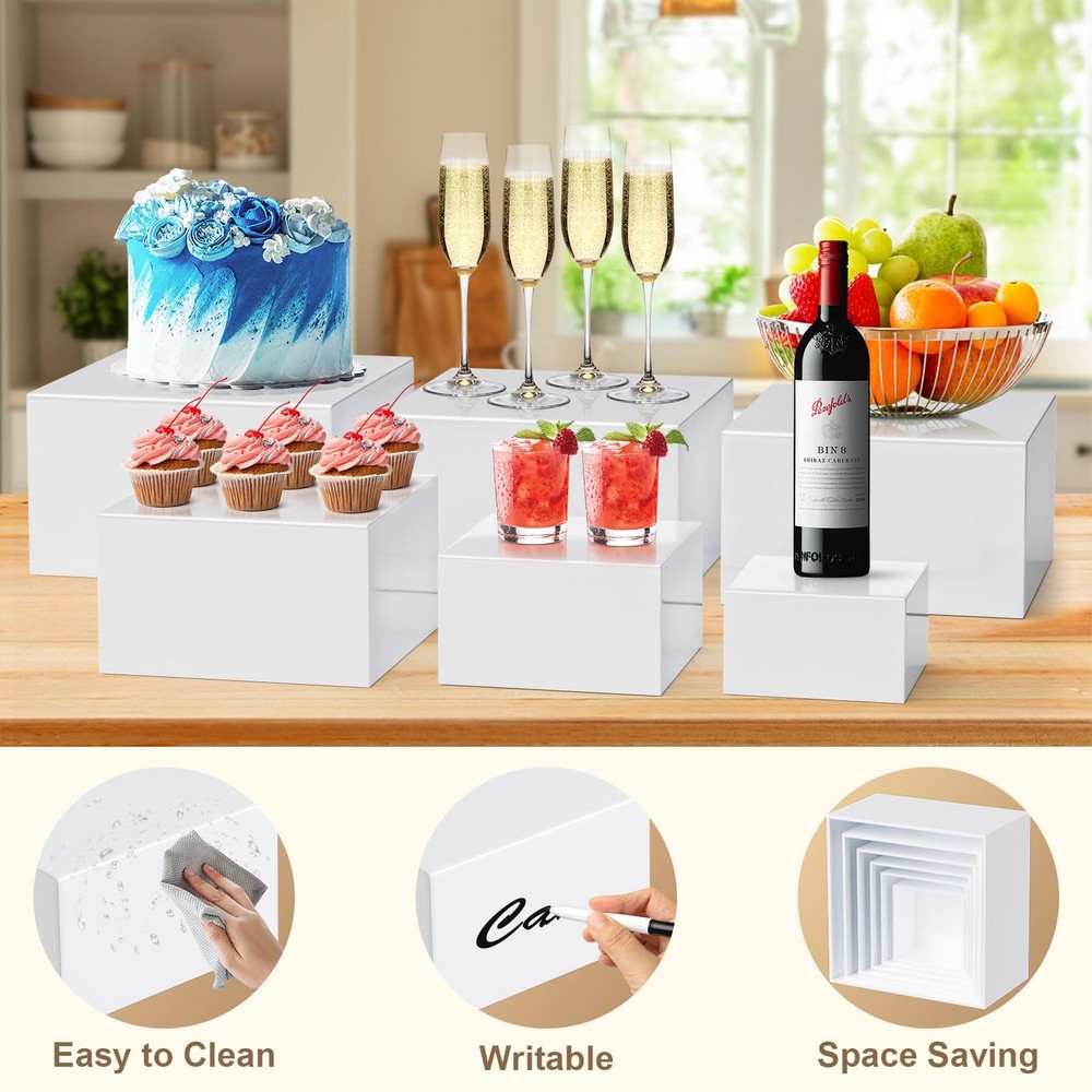 6 Pcs Buffet Risers, Food Risers for Buffet Table, Catering Dessert Cake Stan...