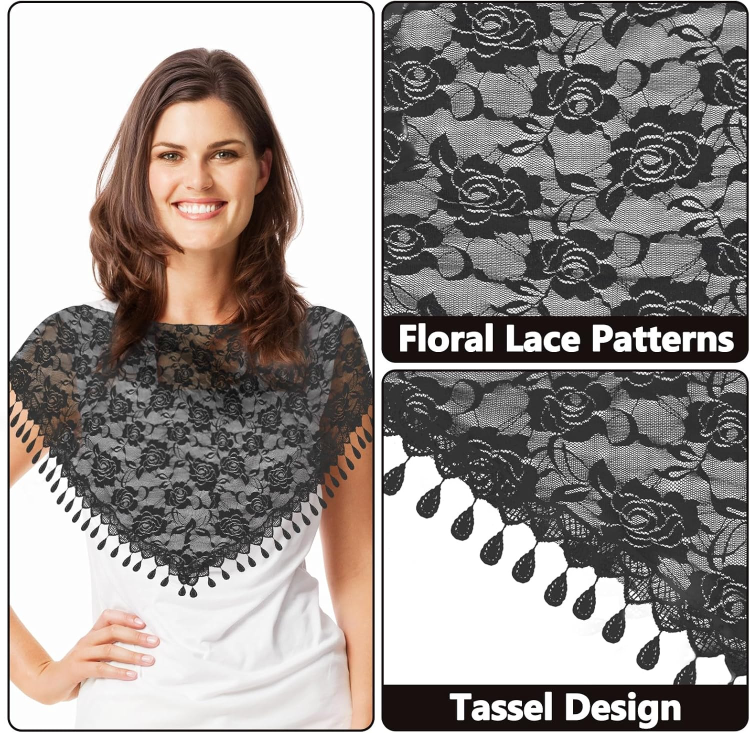 2 Pcs Mass Veil Triangle Mantilla Cathedral Head Covering, Veils for Church Cath