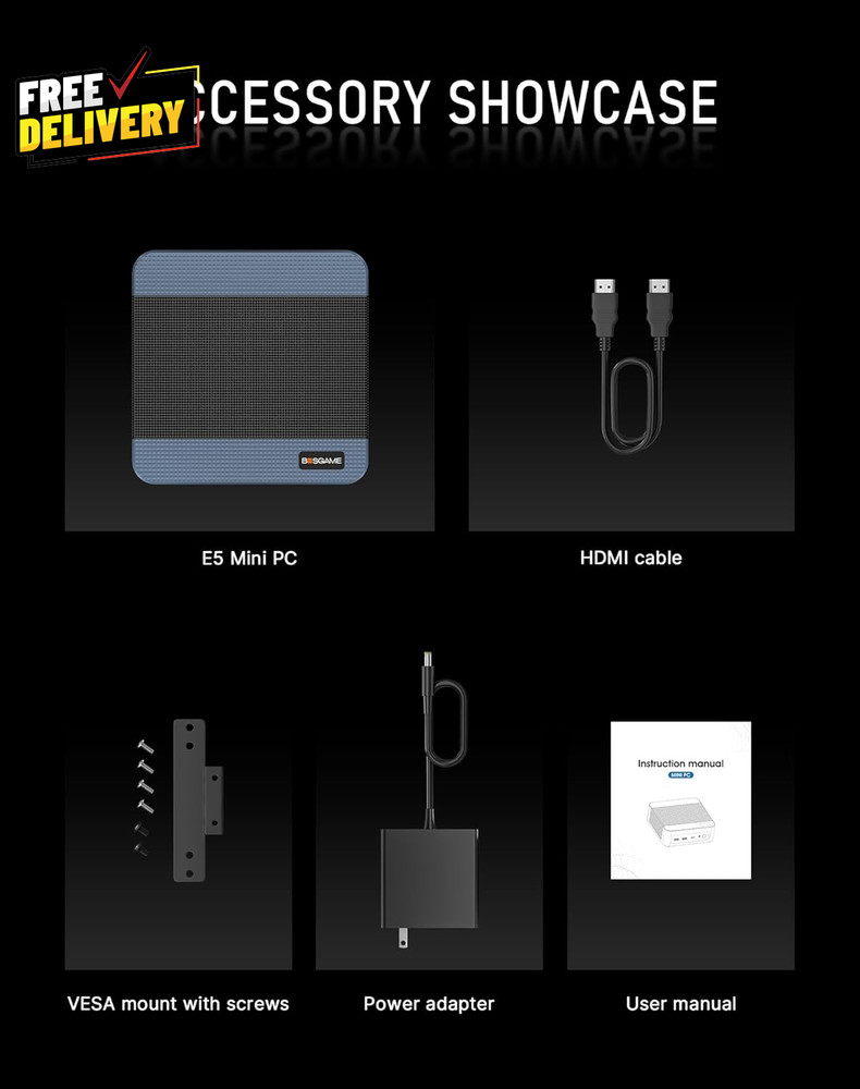 E5 Multi-Functional Mini PC Ryzen 3 5300U 4-Core 8-Thread 11 Pro Dual LAN D0000