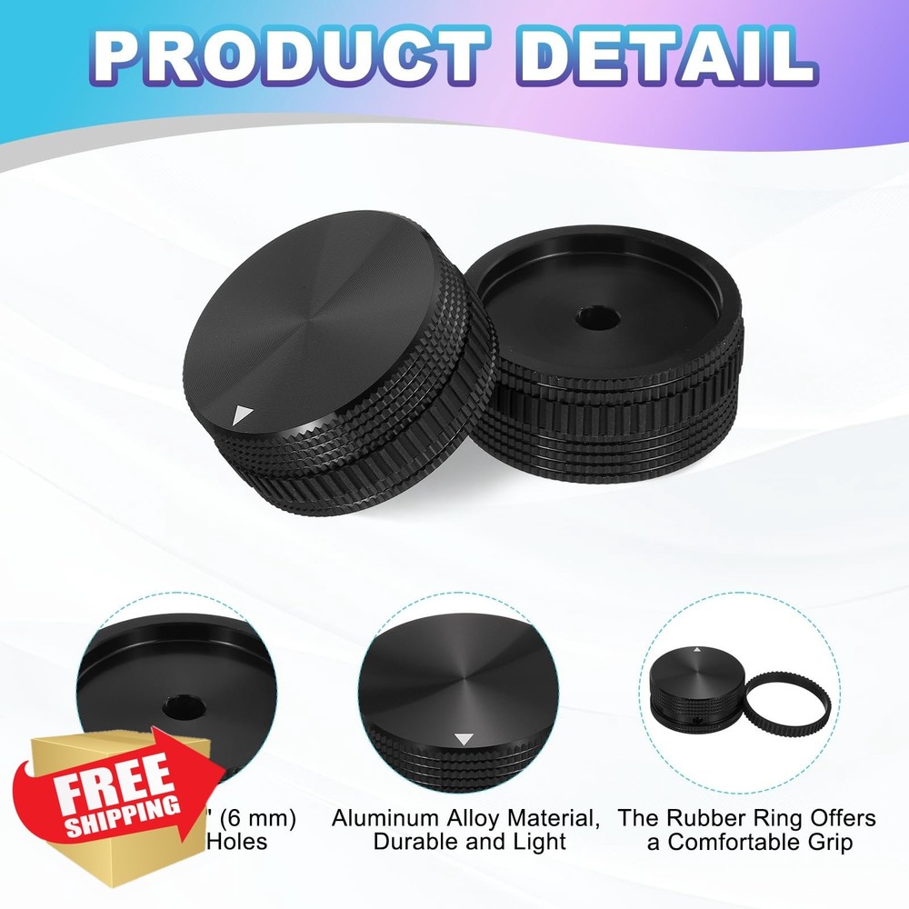 MECCANIXITY 2Pcs Black Aluminum Potentiometer Knobs 6mm Shaft