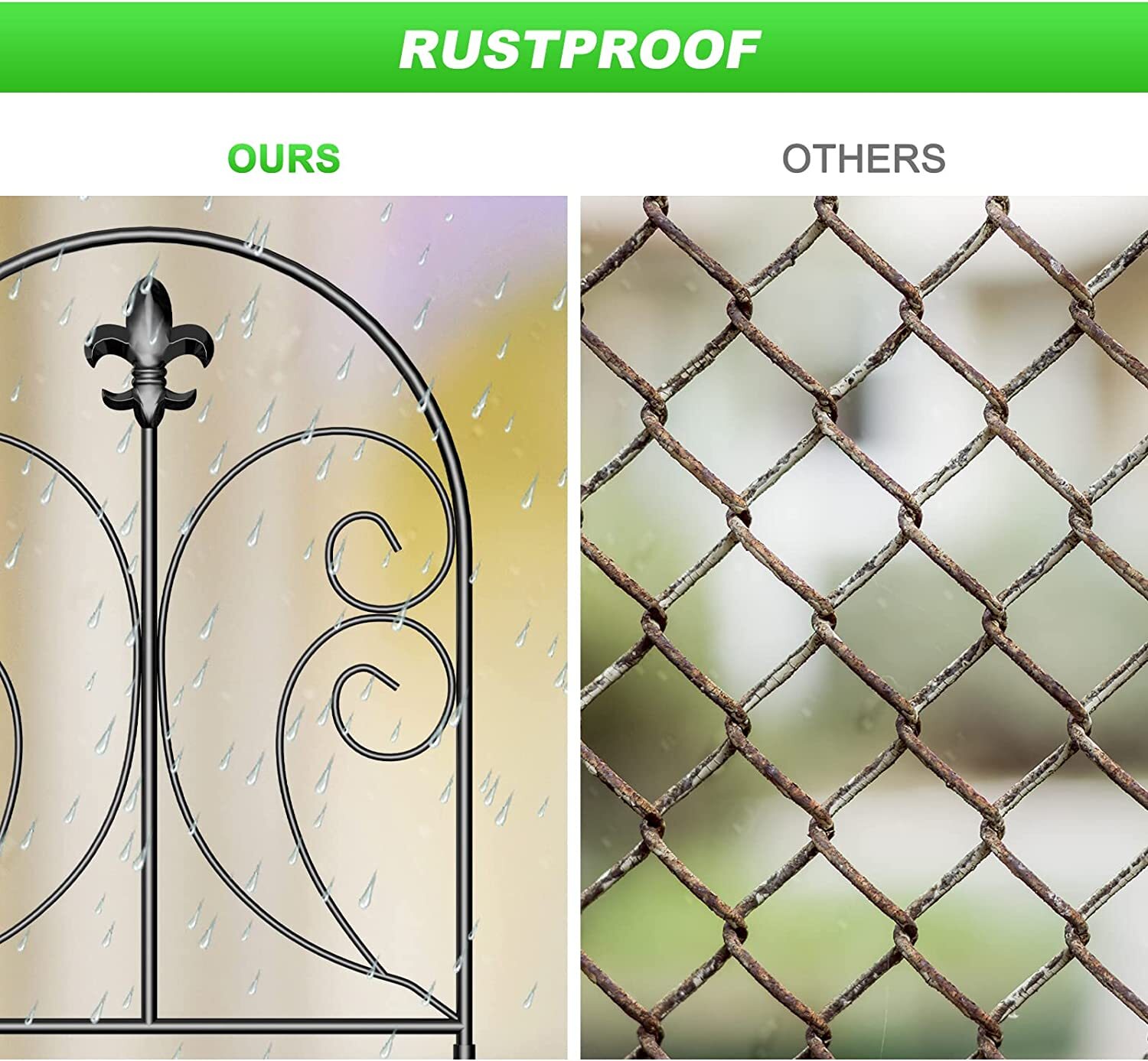 10Pack Decorative Garden Fence Border Rustproof Animal Barrier 24in(H) x 10ft(L)