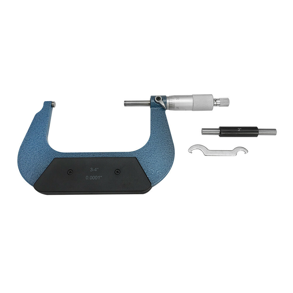 3-4'' Solid Metal Frame Outside Micrometer 0.0001" Graduation With Plastic Case
