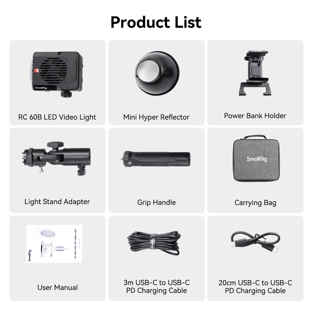 SmallRig RC 60B Bi-Color LED Monolight Video Light+Silicone Diffuser for RC60B