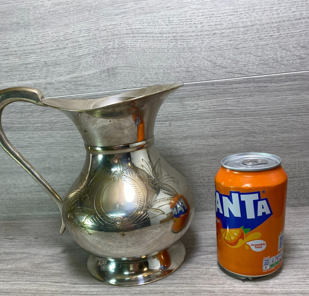 large Pitcher jug silver plate on brass