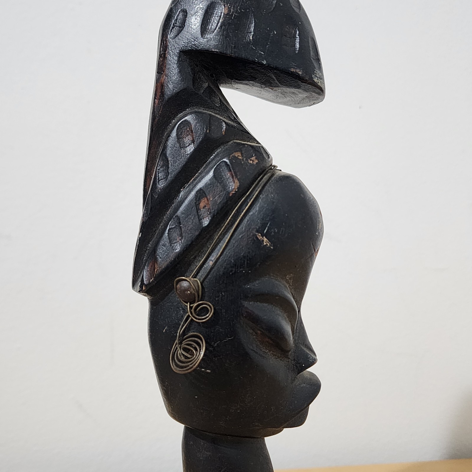 Vintage Hand Carved African Wood Sculpture Bust - West African Dan Style - 9.5"