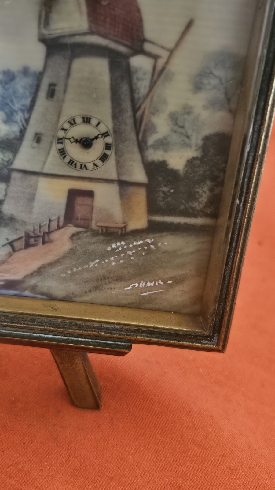 Vintage Mini Art Desk Clock Wind Mill Animated Didisheim Goldschmid Fils Working