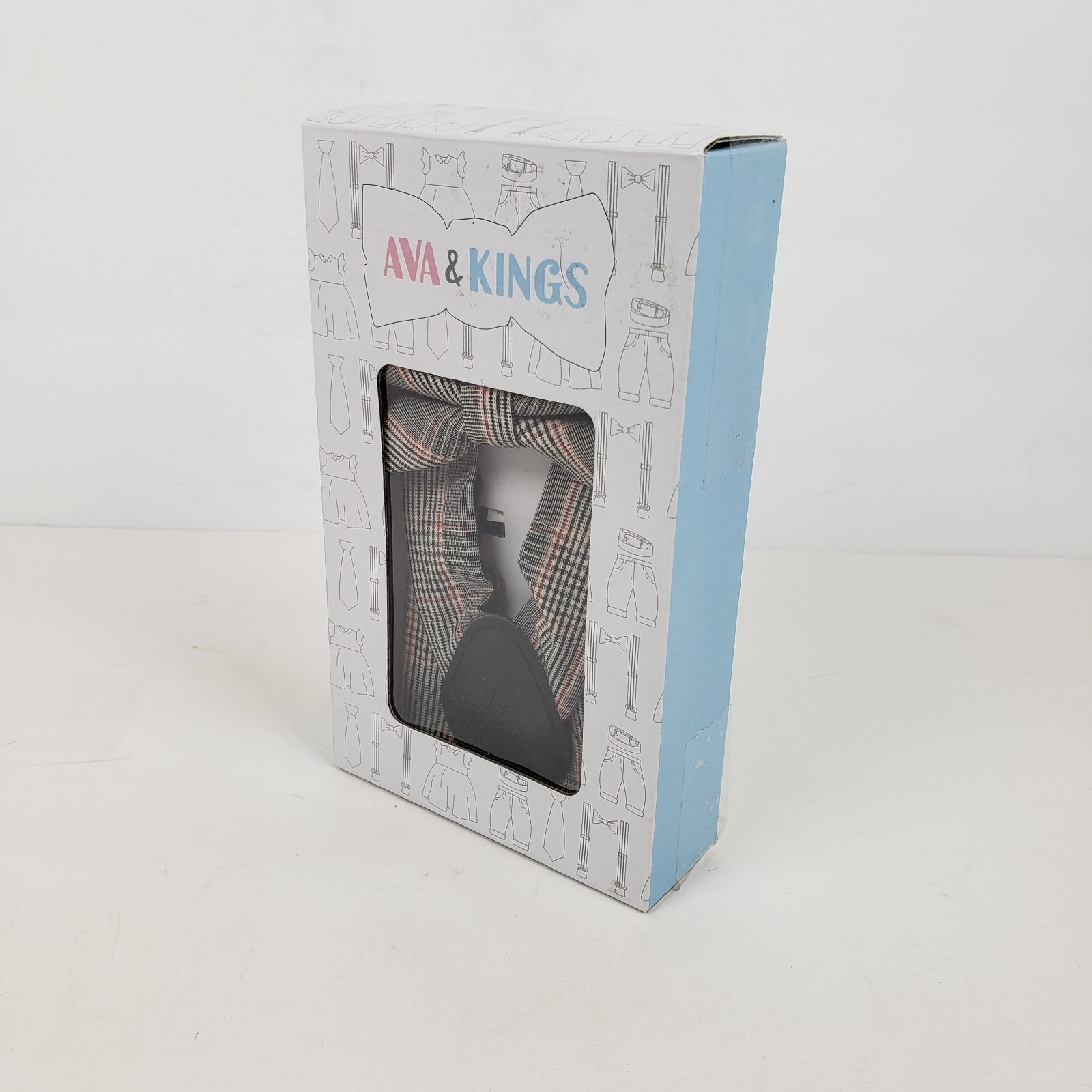 Ava & Kings Toddler Boys Red Black Plaid Elastic Suspenders & Bow Tie Set