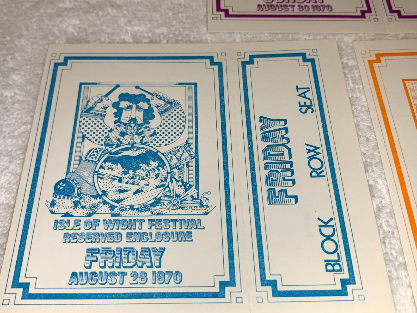 JIMI HENDRIX THE DOORS THE WHO 3 Isle Of Wight 1970 Festival Concert Tickets U.K