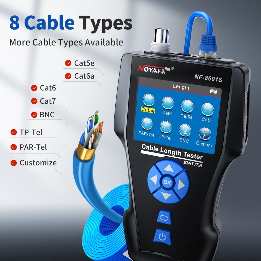 Network Cable Tester,AT278 TDR Multi-functional LCD Tracker NOYAFA NF-8601S