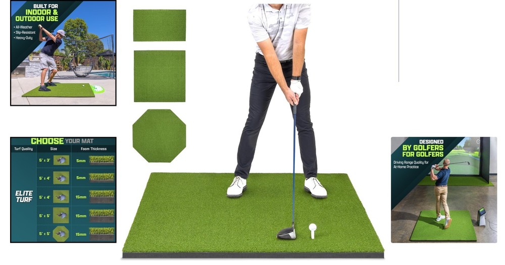 Versatile Golf Training Mat - Foldable, Non-Slip, Ideal for Simulators, 5' x 4'