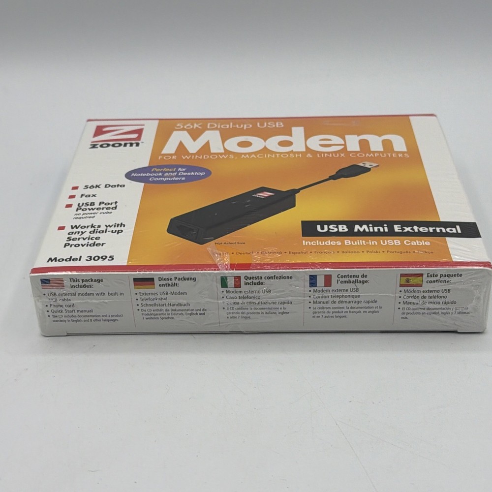Zoom Model 3095 USB Modem - 56K V.92 Data + Fax USB Mini External