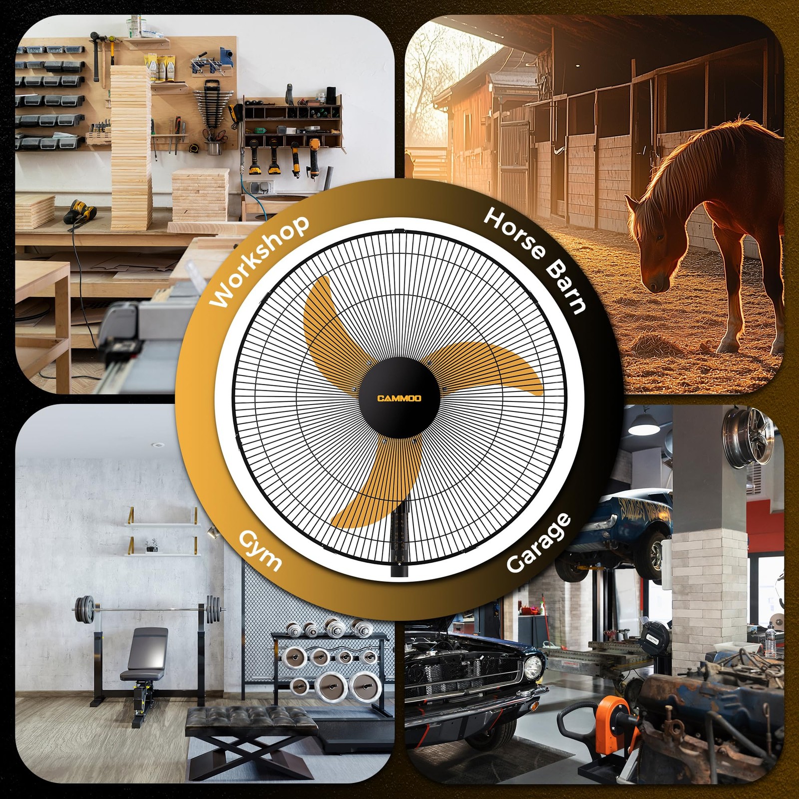 20 Inch Oscillating Wall Mount Fan 3-Speed Wired Remote Long Cord 2 Packs