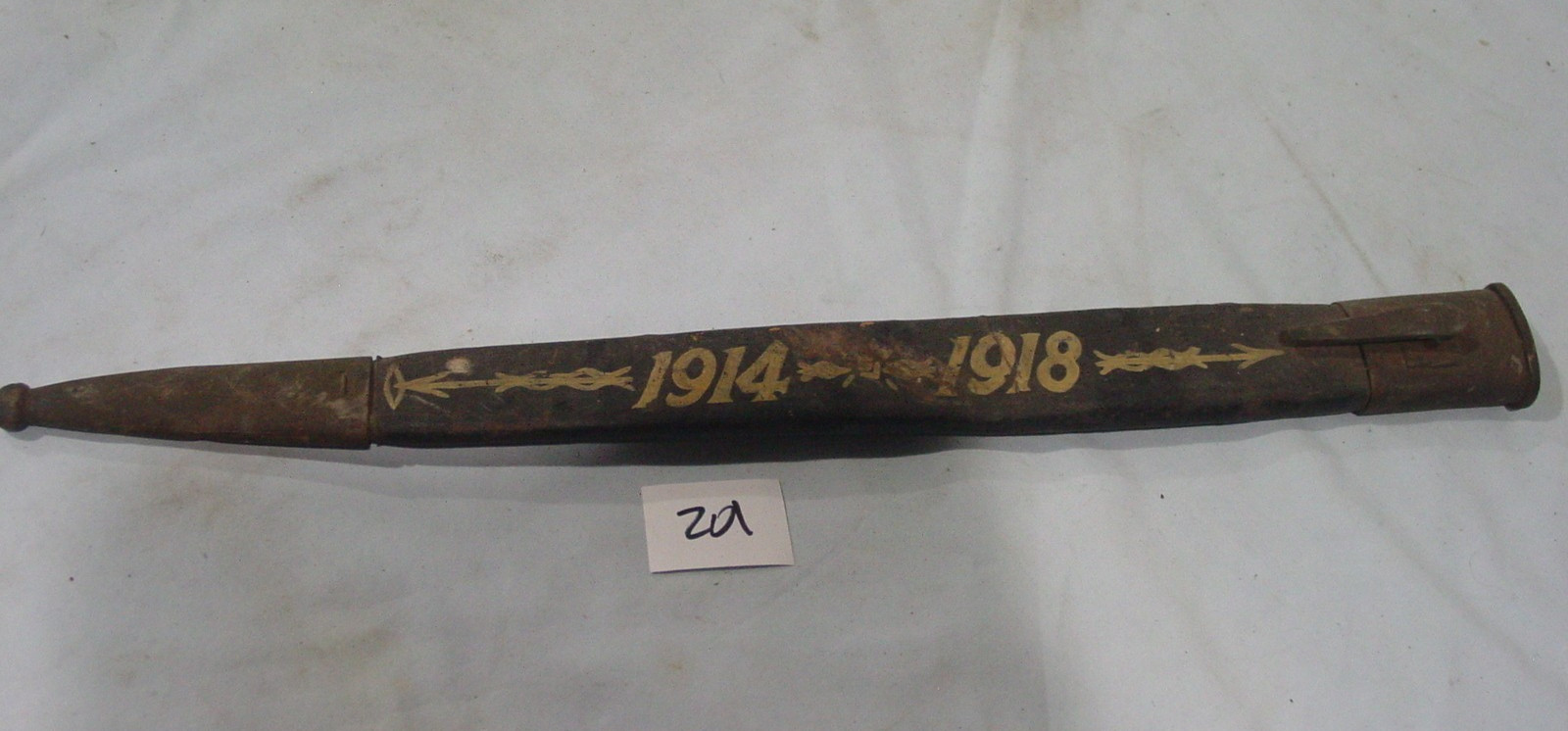 WWI Trench Art Bayonet Scabbard 1914-1918 54th Regiment L Company 2nd Battalion