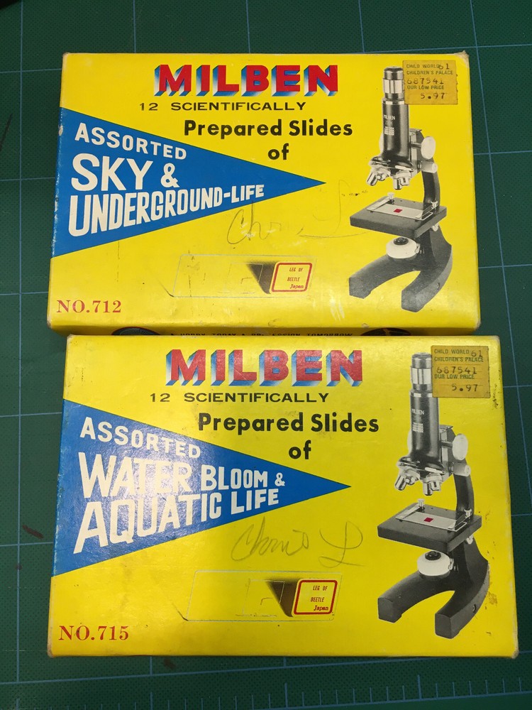 ATCO Microscope Model 1377 W/Original Box & 24 Pre-made Slides! READ BELOW!