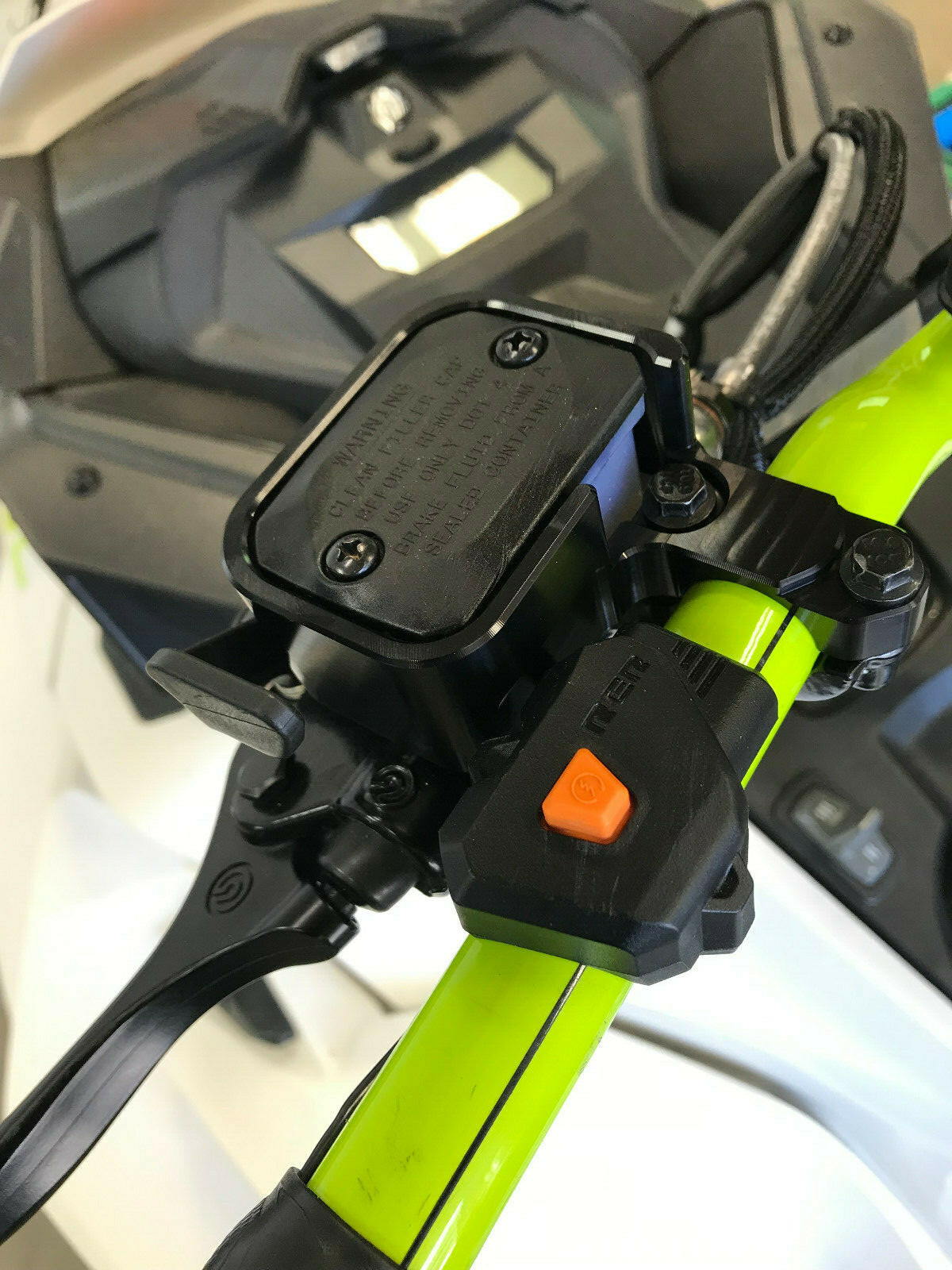 2008-2023 Ski-Doo Black Brake Reservoir Protector by ATW Ind., Billet Aluminum