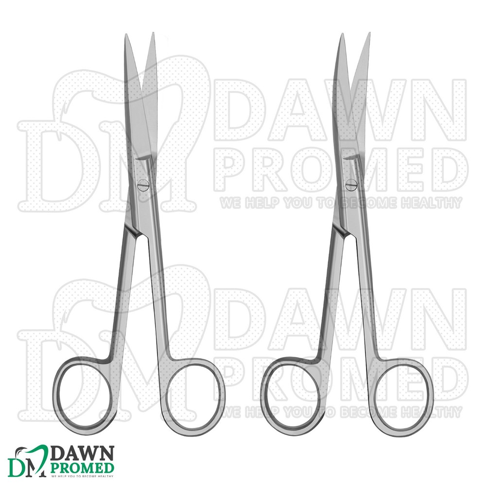 2 Pcs Operating Scissors 5.5" Straight & Curved Sharp Sharp Round Pattern Set