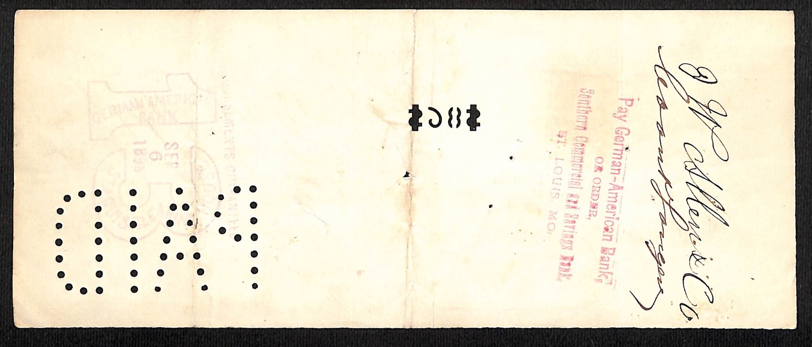 Bridge & Beach Mfg. Co. (Stoves) St. Louis / Boatmen's 1898 Bank Check Vignette