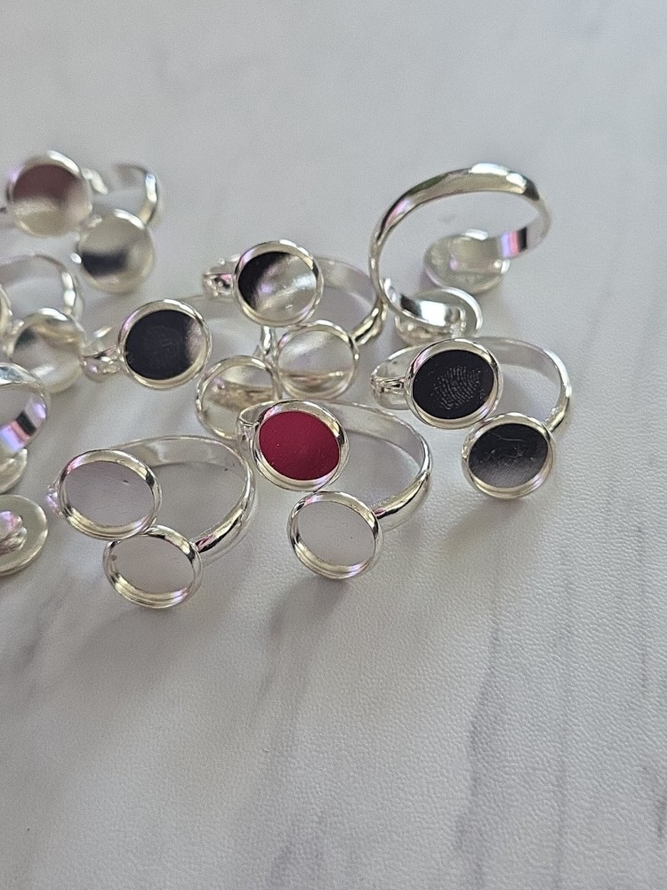 Double Stone Bezel Ring Blankes, Adjustable, 9 Piece, 10mm